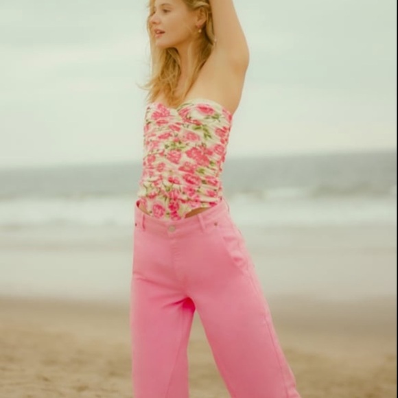 ZARA Super Wide Leg Pastel Pink Jeans BNWT - Picture 4 of 5